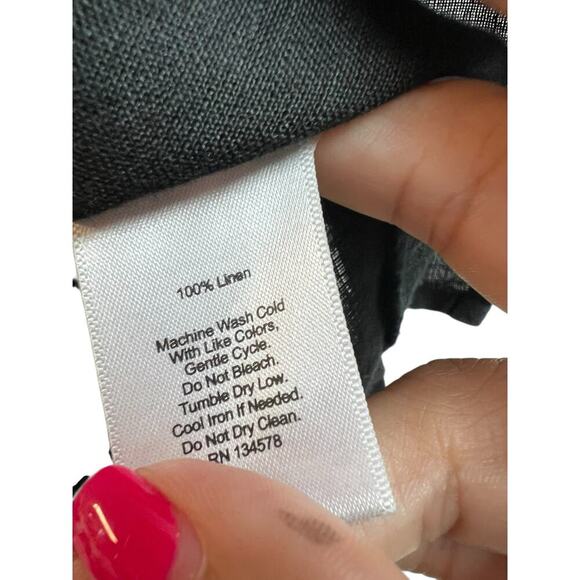 Vineyard Vines Women's Black Sleeveless Linen V-Neck Tassles Top Small - Picture 5 of 9